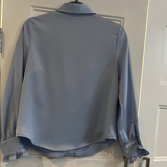 Zara Light Blue Ruffle Blouse - Picture 4 of 4